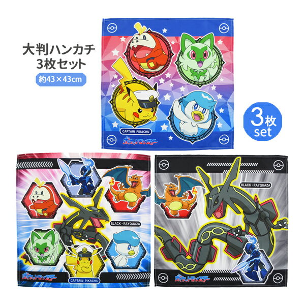 【ネコポス便発送可】36603 ポケットモンスター ナフキン3枚セット ポケットモンスター2 異なる絵柄の3枚組 ランチクロス 大判ハンカチ 入園 入学 食器 ...