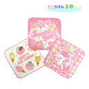 【ネコポス便発送可】サロンジェ ミニタオル3枚セット 女の子柄 90512 コットン 綿 16×16cm ウォッシュ エチケット 洗顔 手洗い 入園 入学 手洗...