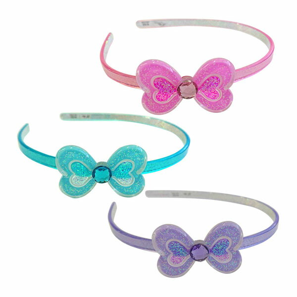 CS-1159 キッズ アクセサリー カチューシャ キラキラリボン&ストーン(ピンク・ブルー・パープル)ヘアアクセサリー WILL ファッション おしゃれ 髪飾...