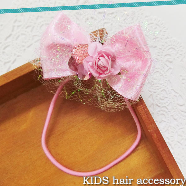 WL14084/WILL/[キッズアクセサリー]ポニー「ヘアゴム」（サテンリボンローズハート/ピンク）/ファッション/おしゃれ/まとめ髪/ヘアー/雑貨/ギフト/プレゼント/入学式/卒業式/誕生会/お遊戯会