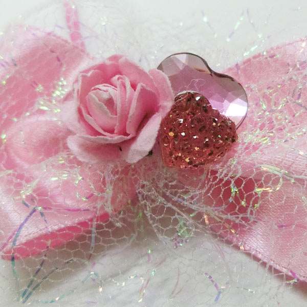 WL14084/WILL/[キッズアクセサリー]ポニー「ヘアゴム」（サテンリボンローズハート/ピンク）/ファッション/おしゃれ/まとめ髪/ヘアー/雑貨/ギフト/プレゼント/入学式/卒業式/誕生会/お遊戯会