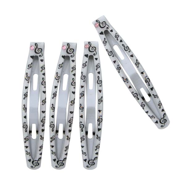 おしゃれガールの必需品！種類豊富にヘアーアクセサリーシリーズの登場です。ピッタリ！ズレないしっかりとまる。お子様の柔らかな髪にも安心です。こちらは、スリーピン2P入り×2個セット 音符WHです。トータル4Pのセット販売です。もっともシンプルで飽きのこないデザインが、いいよね。発表会・結婚式等の各種イベントおめかし用として。一個サイズ：約1.1×6.3cm※2本入りの2個セットです。(計4本)　 　 　