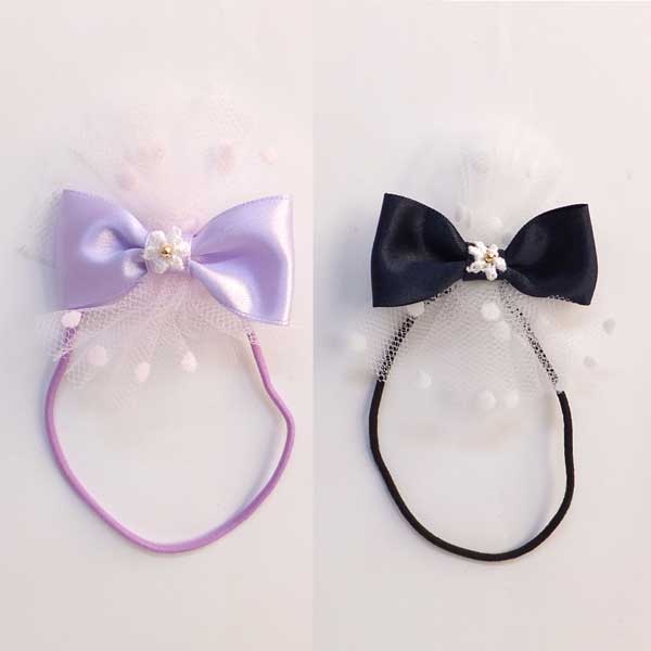 【ネコポス便発送可】py712/WILL/【ヘアアクセサリー】コンチョポニー「髪留め」(リボンドットレース)/ファッション/おしゃれ/まとめ髪/ヘアー/雑貨/ギ...