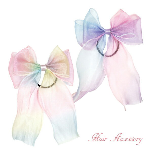 【ネコポス便発送可】コンチョポニー PYK-2249 ダブルリボン&グラデーション ヘアアクセサリー 髪留め WILL ファッション おしゃれ まとめ髪 ヘアー...