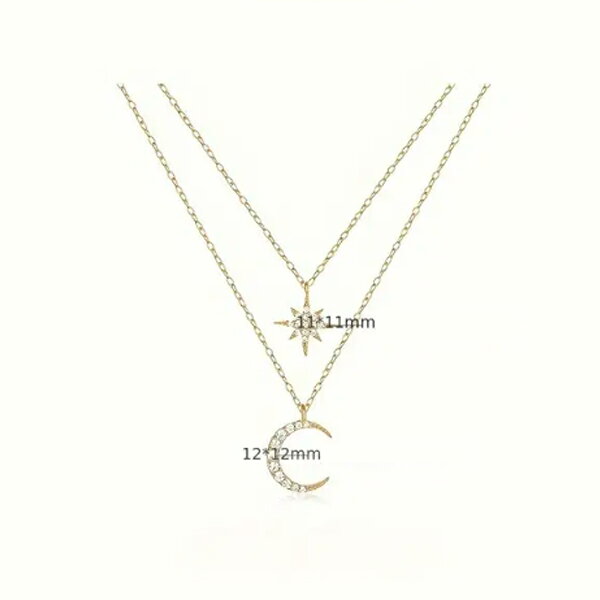 【メール便可】星と月のダブルネックレス 星 スター 月 ムーン 三日月 シルバー 可愛い キュート 綺麗 きれい レディース アクセサリー ネックレスの商品画像 3