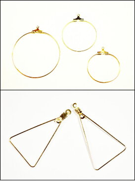 【メール便可】【1ペア入り】2カン付きフープ金具 丸型 20mm 30mm 40mm 三角 35mm しずく型 45mm ゴールド ピアス製作 イヤリング製作 丸カン付き ぶら下げる ラウンド トライアングル 雫 ドロップ シズク リング 輪っか アクセサリーパーツ 金具 ハンドメイド 手芸