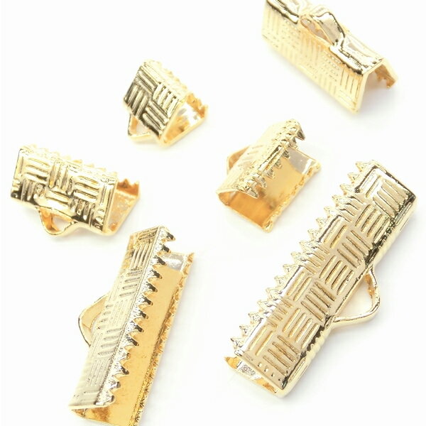 【メール便可】【10個入り】ワニカン ヒモ留め金具 6mm 8mm 10mm 13mm 16mm 20mm K16GPゴールド はさみ..