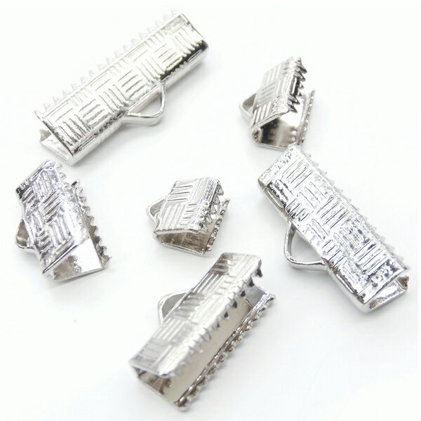 【メール便可】【10個入り】ワニカン ヒモ留め金具 6mm 8mm 10mm 13mm 16mm 20mm 本ロジウム はさみパ..