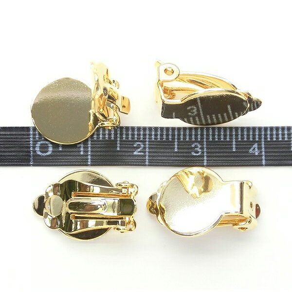 【メール便可】【1個入り】アクセサリー製作に♪イヤリングパーツ★蝶バネ丸皿　12mm★K16GPゴールド＆本ロジウム★特殊加工済/バネ耐久性/変色耐久度/デコ土台/金具/チャーム/貼り付け/ピアス/イヤリング/ハンドメイド/手芸/オリジナル