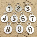 【メール便可】【1個入り】訳あり商品 数字チャーム 11mmシルバー 銀古美 丸型 1 2 3 4 5 6 7 8 9 0 ナンバー 番号 シルバーメッキ スト...