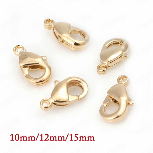 【メール便可】【1個入り】アクセサリー製作に♪カニカン(トリッガー・ロブスター)★K24GPゴールド&プラチナ★10mm/12mm/15mm★ゴールドカラー/シ...