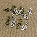 【メール便可】【1個入り】音符のチャーム 金古美 銀古美 シルバー 10mm×23mm 音楽 ト音記号 ネックレス ペンダント ピアス イヤリング アクセサリー...