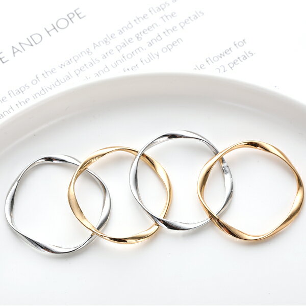 【メール便可】【1個入り】ツイストリングパーツ 35mm ゴールド シルバー ロジウム ロジューム デザインリング ゴールドリング シルバーリング フレーム ひねり ゆがみ 螺旋 カーブ 輪っか ピアスパーツ アクセサリーパーツ チャーム ハンドメイド 手芸のサムネイル