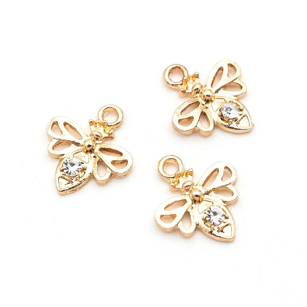 乐天商城 - 【メール便可】【1個入り】蜂のストーン付きチャーム クリスタル 12mm×13mm ゴールド A級ガラスストーン ストーン 石 蜜蜂 ミツバチ ハチ はち ビー 動物 ペンダントトップ ピアス イヤリング アクセサリーパーツ ハンドメイド 手芸