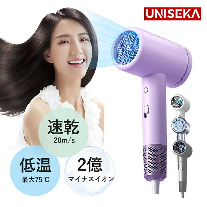 ドライヤー ヘアドライヤー 大風量 速乾 イオンドライヤー マイナスイオン 57℃恒温 美容院/家庭/旅行/出張/ホテル マイナスイオンドライヤー 3段階調整 ...