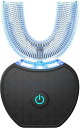 四代目電動歯ブラシ 音波振動歯 ブラシ IPX7防水 ワイヤレス充電 360°U型 ブラック(2)