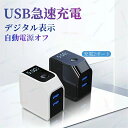 急速充電器 デジタル表示 自動電源OFF 充電器 2ポート 複数デバイス 同時充電 USB Charge 複数充電 スマホ充電器 携帯充電器 小型 軽量 海外対...