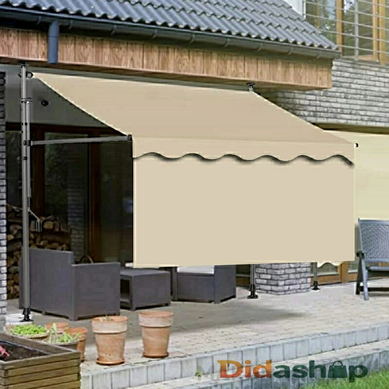 「スーパーセール期間中　10倍ポイントGET」日よけ シェード 前幕付き 幅100-400cm オーニングテント つっぱり日よけスクリーン 巻き取り式 サンシェード オーニング サンシェード 日除け UVカット 目隠し 角度、高さの調節が可能