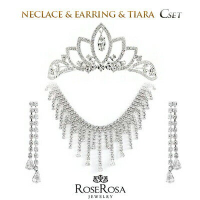 \ブラックフライデー15%OFFクーポン&P5倍/ ブライダル アクセサリー ウェディング ティアラ ネックレス ピアス・イヤリング セット 結婚式 ウェディン...