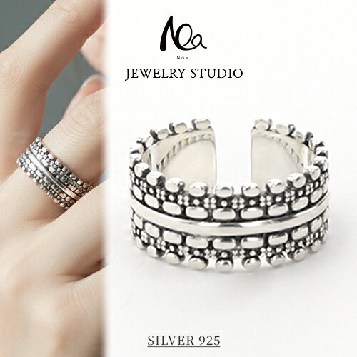 リング 指輪 SV925 シルバーリング 太めリング いぶし加工 日本製 オープンリング フリーサイズ レディ..