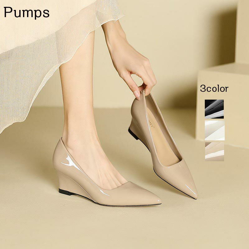 Women'S Shoes - 送料無料 パンプス ポインテッドトゥ ウェッジソール 5cmヒール 歩きやすい ミドルヒール レディース 走れる 結婚式 疲れない 小さいサイズ 大きいサイズ オフィス ママスーツ 仕事 パーティ 美脚効果 安定感 脱げない 上品 スウェット 楽天海外通販