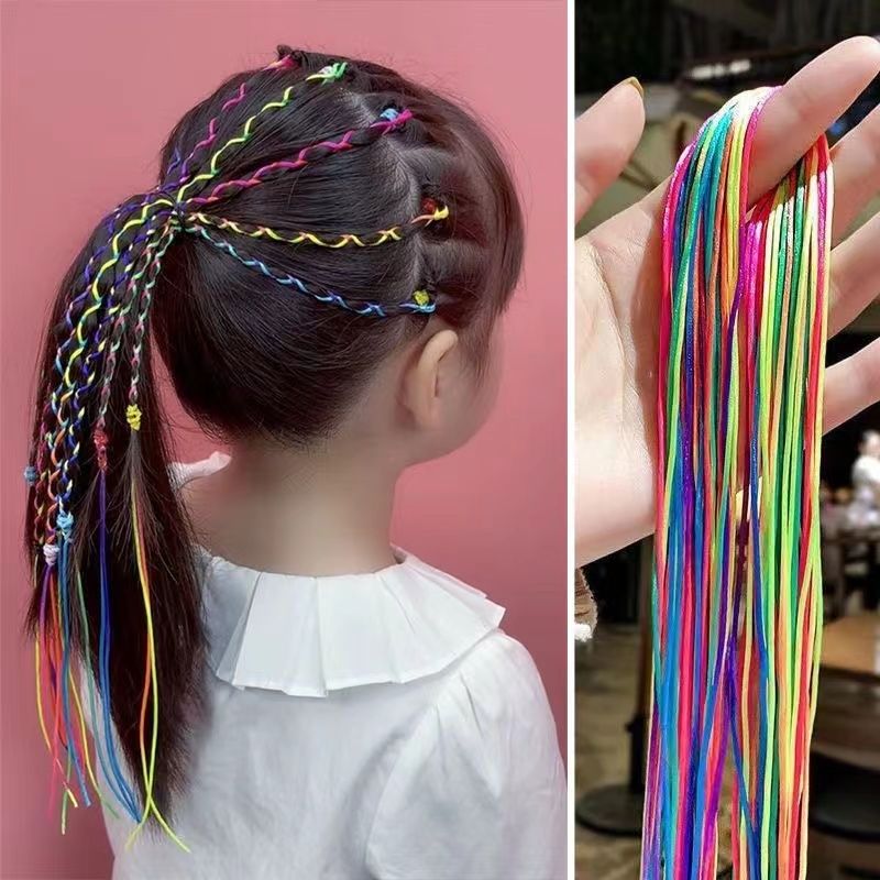 Hair Rubber Band - 【 20本セット】編み込みリボン ヘアリボン 20本セット キッズ 女の子 ガールズ ヘアアクセサリー ヘアアレンジ ロープ 紐 ひも ロング 三つ編み リボン編み カラフル