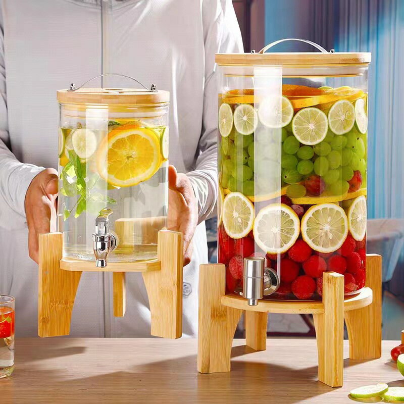 Rakuten - ドリンクサーバー スタンド付 ガラス 蛇口付き （ 送料無料 梅酒 果実酒 ウォーターサーバー ガラス瓶 ガラス製 瓶 ドリンクディスペンサー サングリア ジュース作り ）