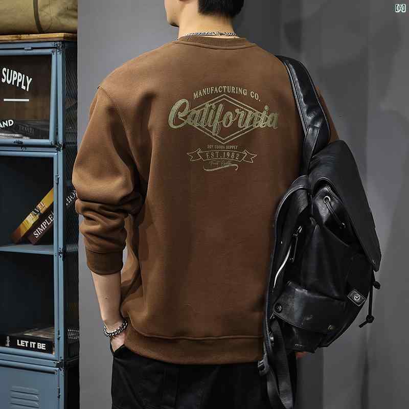 Rakuten - メンズ　男性 ファッション 韓国 オシャレ たり 大歳ストリート 秋 プリント トレーナー たり 大きいサイズ 厚手 長袖 冬 アメカジ プルオーバー トップス