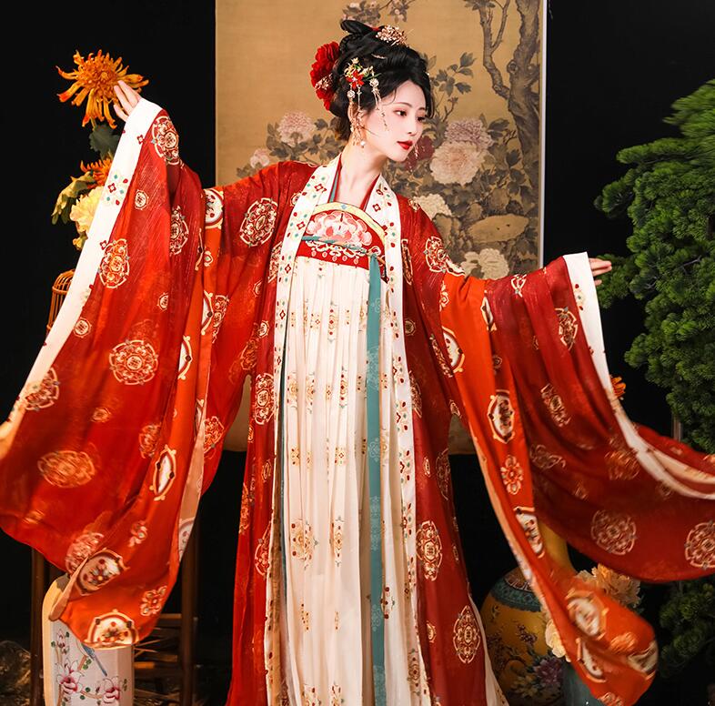 Rakuten - 華やか 漢服 ドレス 唐時代 皇后 貴妃 姫殿下 コスチューム 時代劇 コスプレ衣装 金色プリント 中華衣装 レディース 大人用 華流舞台衣裳 ステージ衣裳 ハロウィン衣装 チャイナ服 中国古代服装 唐朝 花魁 衣裳 漢唐古典舞踊 仕女 演目ダンス衣裳 ショール付き 豪華 中華服