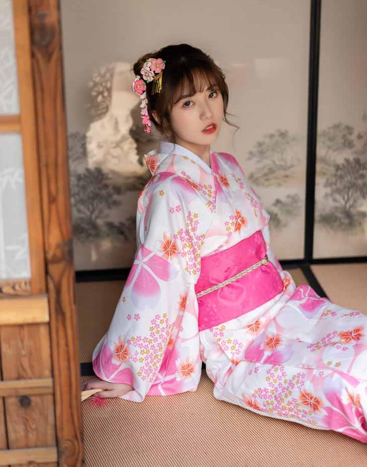 ノアロ 楽天市場店の浴衣 レディース ゆかた 大人浴衣 女 かわいい エロ 大人 ファッション 個性的 安い きれい 華やか　桜柄　ピンク　桃色｜アングル2