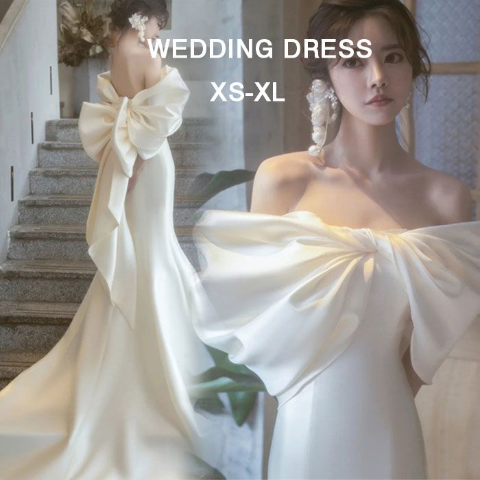 乐天商城 - 新作 ウエディングドレス レディース オフショルダー ワンピース マーメイドライン 結婚式 花嫁 二次会 レース リボン ドレス 少女 女性 腰縛り かわいい メッシュ フォーマル パーティー ロングワンピース 大人 演奏会 発表会 大きいサイズ XS-XL