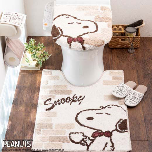 スヌーピー SNOOPY ピーナッツ PEANUTS トイレマット スリッパ トイレ用 ベージュ ブラウン かわいい キャラクター おしゃれ ふわふわ ふかふか 洗濯 洗浄暖房 ウォシュレットスヌーピートイレタリーシリーズ スリッパ