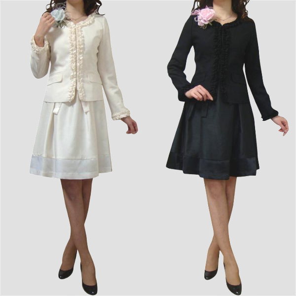 ママ スーツ ワンピーススーツ レディース フォーマル ワンピース ジャケット 2点セット セットアップ アンサンブル ワンピース ジャケット セレモニースーツ オフ白 11号/13号 入学式 卒業式 入園式 卒園式 顔合わせ お宮参り 七五三 発表会 PTA 母 母親 服装 衣装 洋服 服