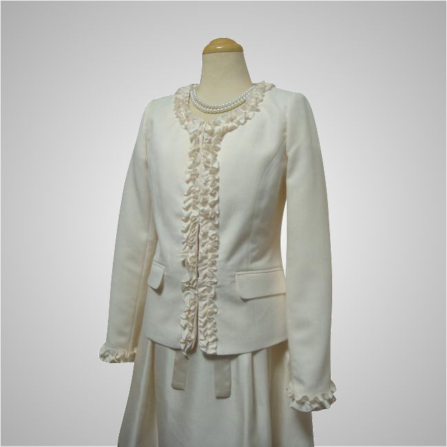 ママ スーツ ワンピーススーツ レディース フォーマル ワンピース ジャケット 2点セット セットアップ アンサンブル ワンピース ジャケット セレモニースーツ オフ白 11号/13号 入学式 卒業式 入園式 卒園式 顔合わせ お宮参り 七五三 発表会 PTA 母 母親 服装 衣装 洋服 服