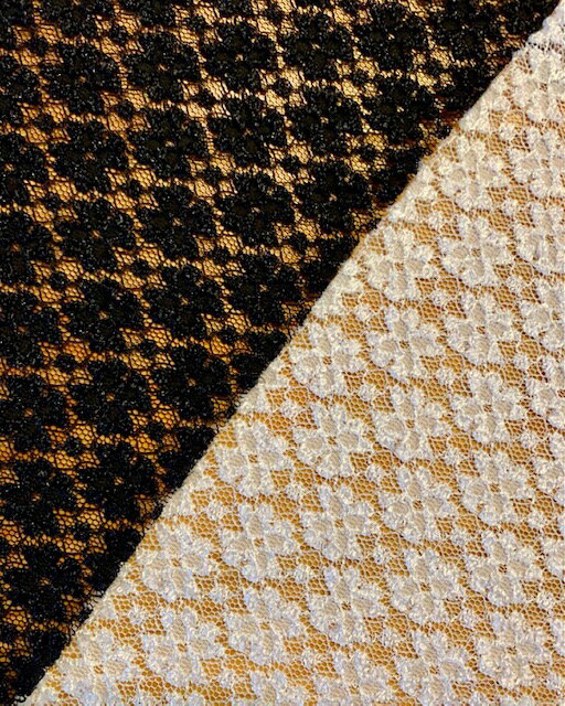 立体感のある可愛い小花の洗えるレース【白】【黒】