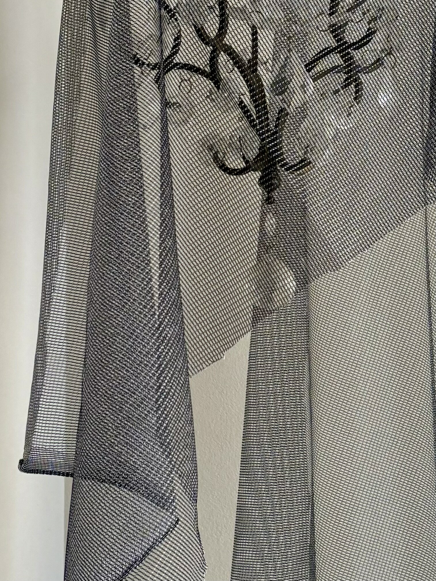 角目のシャンブレーチュールレース【シルバー(ナイロン黒染め)】NB3463NB日本製（福井県産）