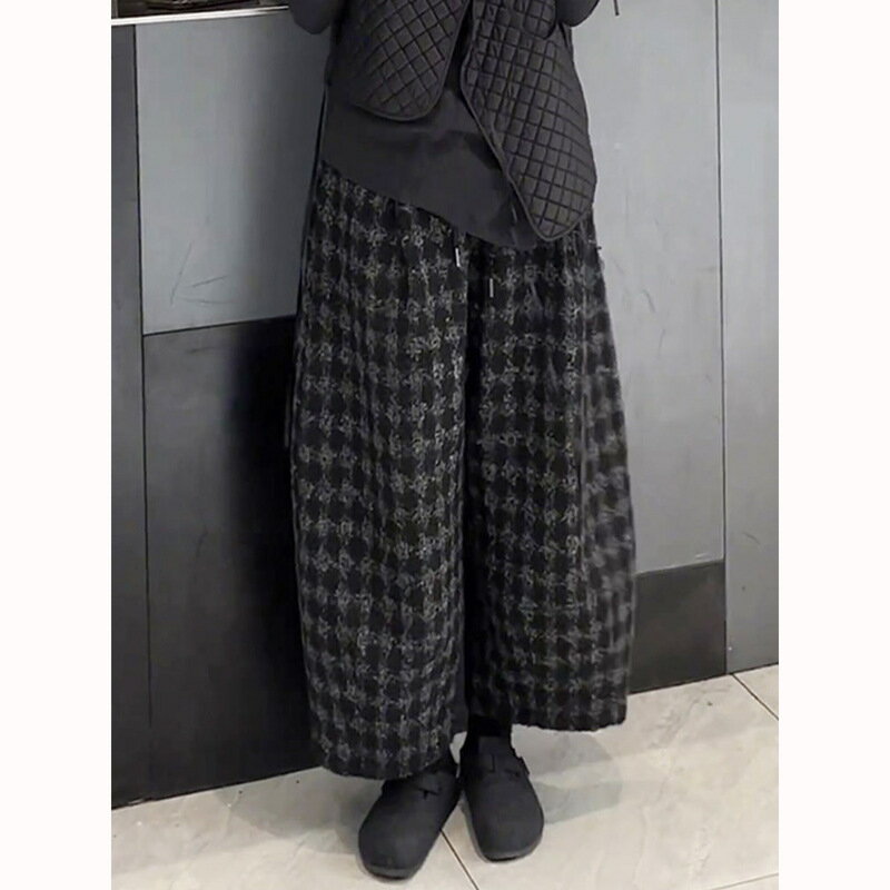 【送料無料】 パンツ サルエルパンツ イージーパンツ チェック柄 暖かい 九分丈 体型カバー 秋 冬 レディース ボトムス ゆったり カジュアル 大きいサイズ 美脚 細見え 防寒 秋冬