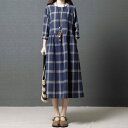 【送料無料】ワンピース ロングワンピース チェック柄ワンピース ロング リゾート マキシ丈 大人 上品 きれいめ Aライン フレア 七分袖 大きいサイズ 森ガー...