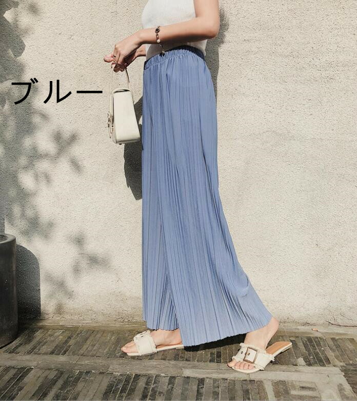 【送料無料】 パンツ プリーツパンツ ワイドパンツ スカーチョ ガウチョパンツ 体...