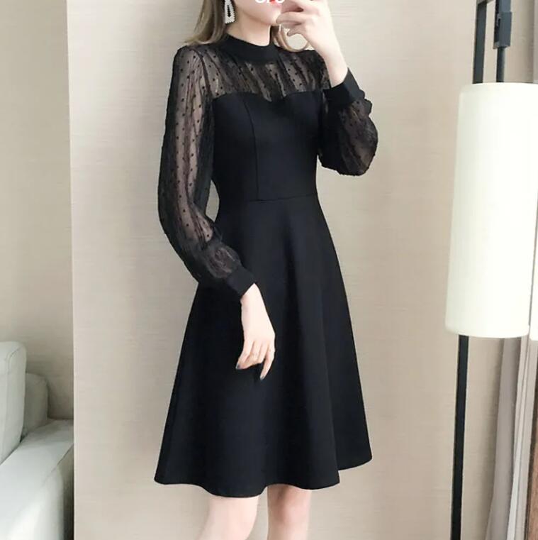 送料無料 ワンピース レディース ミモレ丈ワンピース シアー 透け ドレス ミディアム丈 ドレス レース ミモレ丈 Aライン フレア ワンピ 長袖 大きいサイズ...