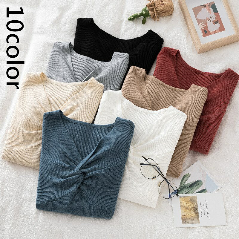 【送料無料】ニット レディース 長袖 Vネック 大きいサイズ 春 夏 オフィス OL 通勤 フォーマル 着痩せ カジュアル 韓国