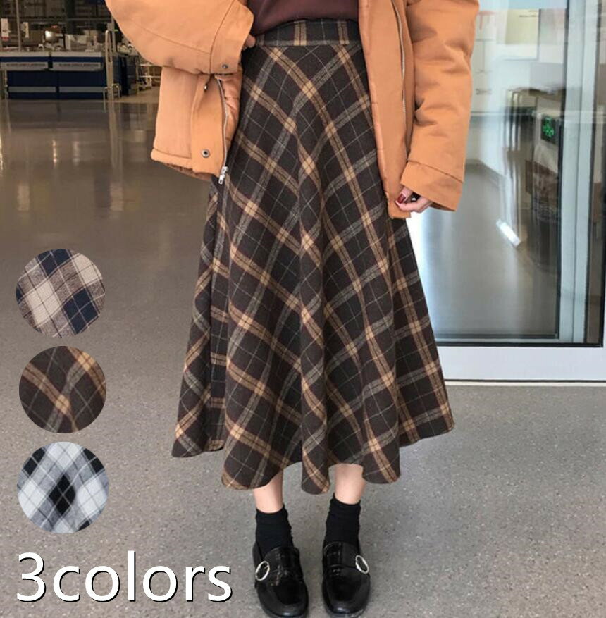 【送料無料】スカート レディース フレアスカート チェック柄 ボトムス Aライン フレア レディース ロングスカート ロング マキシ 膝下 ひざ下 大きいサイズ ゆったり マキシスカート ギャザースカート ハイウエストスカート 春 冬 秋