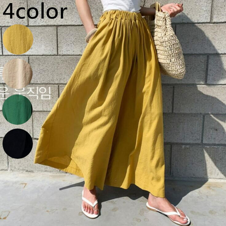 【送料無料】パンツ リネンパンツ レディース 夏 綿麻 麻混 イージーパンツ スカーチョ ガウチョパンツ 体型カバー ズボン 体型カバー サルエルパンツ 涼しい リラックス ゆったり 大きいサイズ カジュアル