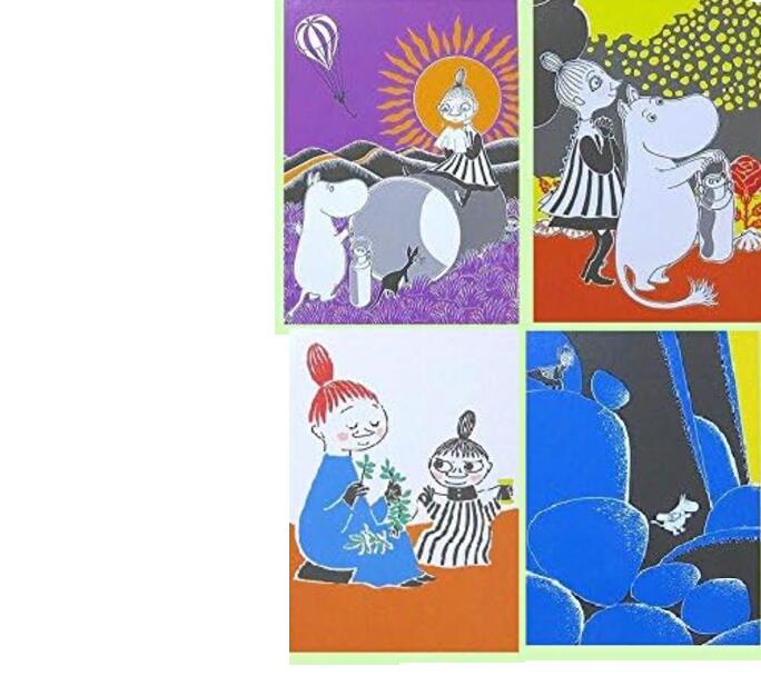ムーミン Karto社製 コートポストカード 原画デザイン 4種組 飛び跳ねる/森の中//サニー/ミイとミムラ