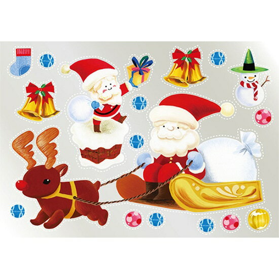 ウィンドウシール 両面 （W420×H297mm） サンタクロースとそり No.6888（受注生産品・キャンセル不可）