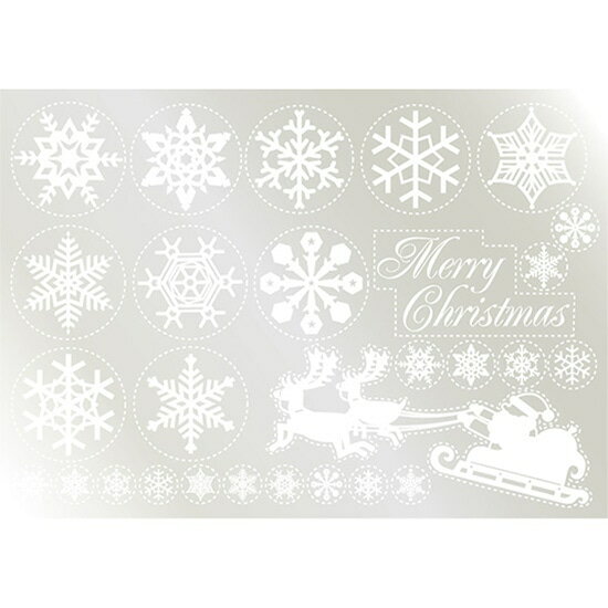 ウィンドウシール 両面 （W420×H297mm） 雪の結晶 （2） そり No.6890（受注生産品・キャンセル不可）