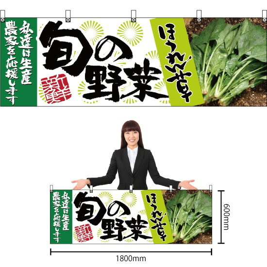 【3枚まで送料297円】旬の野菜 ほうれん草 横幕 No.21950 （受注生産品・キャンセル不可）