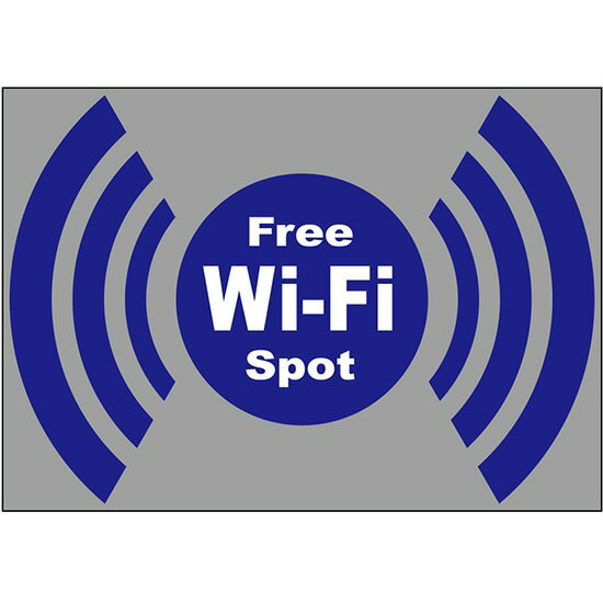 ウィンドウシール 片面 （W420×H297mm） FREE Wi-Fi （青） モバイル No.24972（受注生産品・キャンセ..