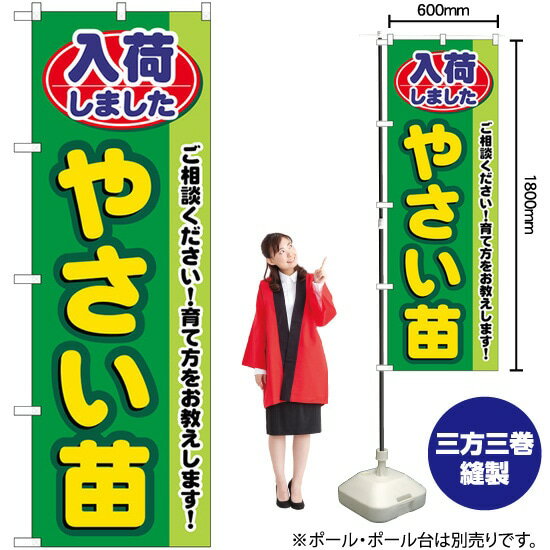 【3枚まで送料297円 】 入荷しましたやさい苗 のぼり GNB-3538 受注生産品・キャンセル不可 