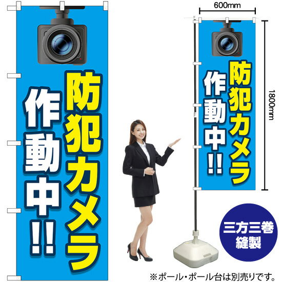 防犯カメラ作動中 （青） のぼり GNB-4582 （受注生産品・キャンセル不可）